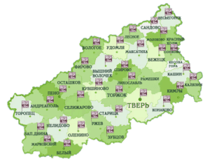 Карта филиалов БТИ в Твери и Тверской области